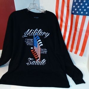 🦨NWOT Military Graphic Long Sleeve Tshirt blk XL